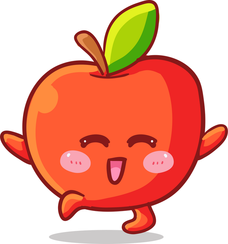 Cute apple Mascot Sticker happy jump Illustration